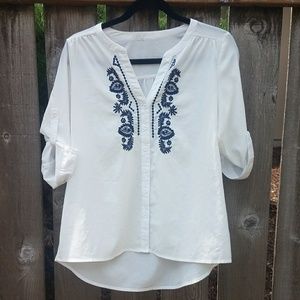 White and Blue Blouse
